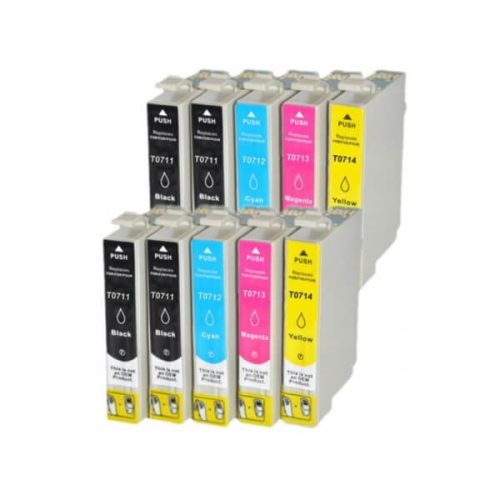 Premium Epson T0715 BKCMY (T0711*4, T0712*2, T0713*2, T0714*2) Utángyártott Tintapatron Multipack