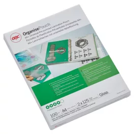   GBC Meleglamináló fólia, 125 mikron, A4+, fényes, lefűzhető, 100db