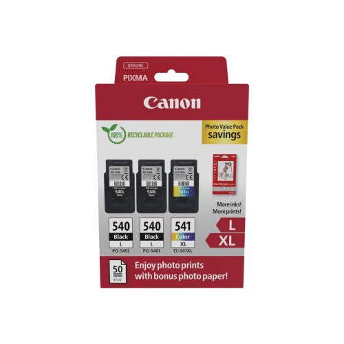 Canon PG-540Lx2 (2x11 ml) + CL-541XL (1x15 ml) + 50 lap GP501 10x15 fényes fotópapír Multipack