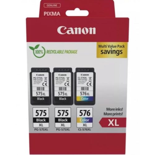 Canon PG-575XLx2 (2x15 ml) + CL-576XL (1x13 ml) + 50 lap GP501 10x15 fényes fotópapír Multipack
