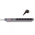 KELINE 620P06 19 1U 6x250V Schuko aljzat túlfeszültségvédelemmel 2,3m elosztósor