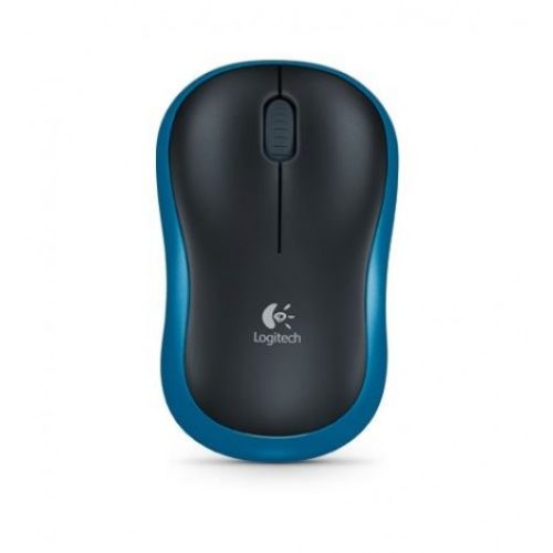 Logitech M185 vezeték nélküli, fekete-kék, egér