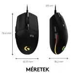 Logitech G102 Lightsync, fekete, gamer egér