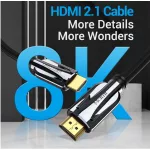 Vention HDMI (8K, szövet, fekete), 1,5m, kábel
