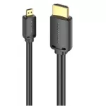 Vention micro HDMI/M -> HDMI/M (4K,HD,fekete), 1,5m, kábel
