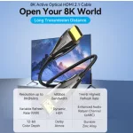 Vention HDMI/M -> HDMI/M HD, (8K, optikai kábel, fekete, 1080P@160Hz /2K@144Hz /4K@120Hz / 8K@60Hz, Átviteli sebesség: 48Gbps), 2m, kábel
