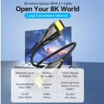 Vention HDMI/M -> HDMI/M HD, (8K, optikai kábel, fekete, 1080P@160Hz /2K@144Hz /4K@120Hz / 8K@60Hz, Átviteli sebesség: 48Gbps), 5m, kábel