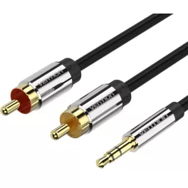   Vention 3.5mm jack/M -> 2*RCA/M,  (audio, aranyozott, fémház), 1,5m, kábel