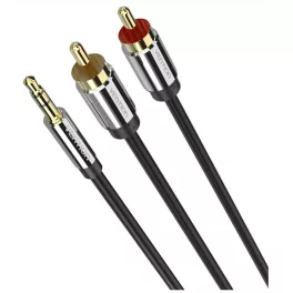   Vention 3.5mm jack/M -> 2*RCA/M,  (audio, aranyozott, fémház), 10m, kábel