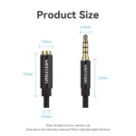 Vention 3.5mm jack/M -> 3.5mm/F, 1,5m, (hosszabbító,audio,fekete), kábel
