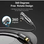 Vention Toslink optikai,  (audio,90 fokos, alu,fekete), 2m, kábel