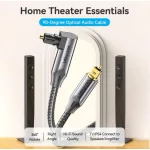 Vention Toslink optikai,  (audio,90 fokos, alu,fekete), 2m, kábel