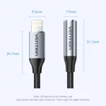 Vention 3.5mm jack/F -> Lightning, 0,1m, kábel