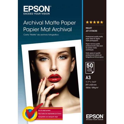 Epson matt archiváló fotópapír (A3, 50 lap 192g)