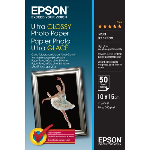 Epson ultra fényes fotópapír (10x15,  50 lap, 300g)