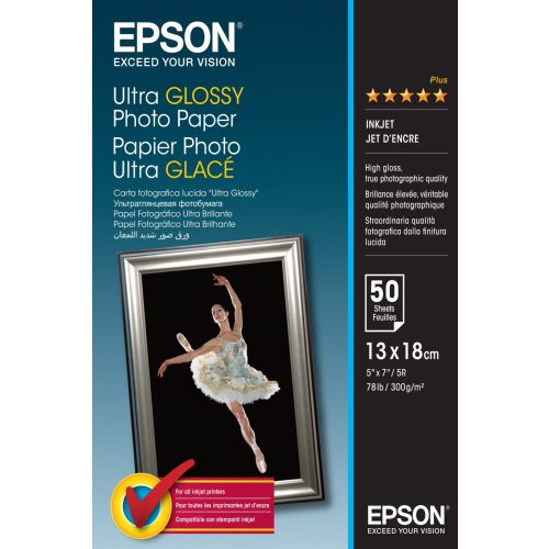 Epson ultra fényes fotópapír (13x18, 50 lap, 300g)