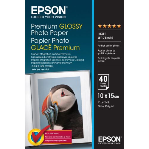 Epson prémium fényes fotópapír (10x15, 40 lap, 255g)