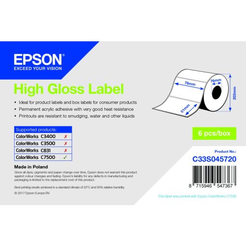 Epson magasfényű inkjet 76mm x 51mm 2310 címke/tekercs