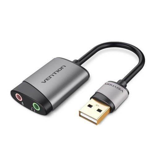 Vention USB 2.0 -> 3.5mm/F (külső, szürke), 0,15m,  hangkártya