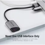 Vention USB 2.0 -> 3.5mm/F (külső, szürke), 0,15m,  hangkártya