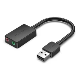   Vention USB-A 2.0/M -> 2*3.5mm/F (külső, fekete), 0,15m, hangkártya