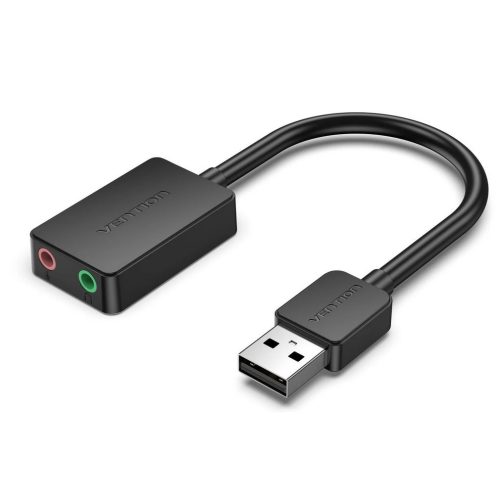Vention USB-A 2.0/M -> 2*3.5mm/F (külső, fekete), 0,15m, hangkártya
