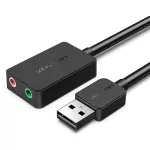 Vention USB-A 2.0/M -> 2*3.5mm/F (külső, fekete), 0,15m, hangkártya