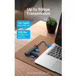 Vention USB 3.0  (táppal, 4-Portos, fekete), 0,15m, Hub