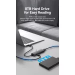 Vention USB 3.0  (táppal, 4-Portos, fekete), 0,15m, Hub