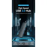Vention USB 3.0  (táppal, 4-Portos, fekete), 0,15m, Hub
