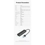 Vention USB 3.0  (táppal, 4-Portos, fekete), 0,15m, Hub