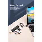 Vention USB 3.0  (4-Portos, USB-C & USB 3.0), 0,15m, Hub