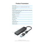 Vention USB 3.0  (4-Portos, USB-C & USB 3.0), 0,15m, Hub