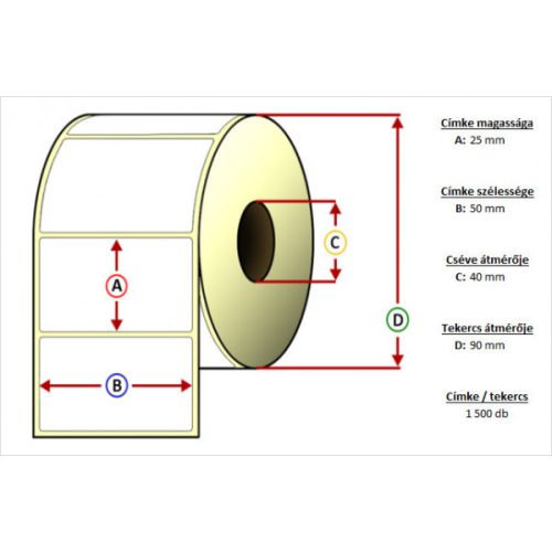 Tekercses THERMO címke 25x50mm 1500 db/tekercs