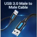 Vention USB-A 3.0/M ->  USB-A 3.0/M,  (PVC,fekete), 0,5m, kábel