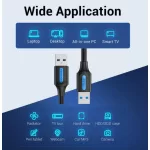 Vention USB-A 3.0/M ->  USB-A 3.0/M,  (PVC,fekete), 0,5m, kábel
