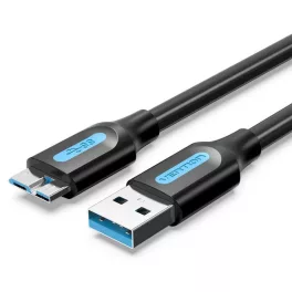   Vention USB-A 3.0/M -> Micro USB-B,   ( PVC,fekete), 0,5m,  kábel