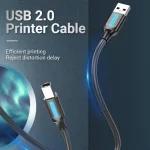 Vention USB-A 2.0/M -> USB-B/M, (PVC, fekete, nyomtatókábel, printerkábel), 2m, kábel