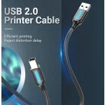 Vention USB-A 2.0/M -> USB-B/M, (PVC, fekete, nyomtatókábel, printerkábel), 5m, kábel