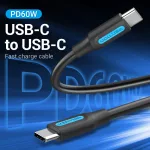 Vention USB-C 2.0/M, 1,5m, (fekete,PVC), kábel