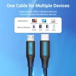 Vention USB-C 2.0/M ->  Micro B/M, 1,5m, (2A, fekete), kábel