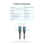 Vention USB-C 2.0/M -> mini USB-B/M, (2A, fekete), 1m, kábel