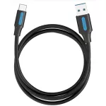 Vention USB-A 3.0/M -> USB-C/M kábel  (PVC,fekete), 0,5m, kábel
