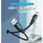 Vention USB-A 3.0/M -> USB-C/M kábel, (PVC,fekete), 1m,  kábel