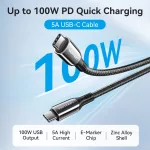 Vention USB-C/M -> USB-C/M, 2m, (5A,fekete), kábel