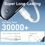 Vention USB-A 2.0/M -> USB-C/M, 1m,(fehér,6A), kábel