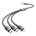 Vention USB-A 2.0/M -> USB-C/Lightning/Micro USB-B, 1,5m,(fekete,3A,3in1), kábel