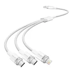 Vention USB-A 2.0/M -> USB-C/Lightning/Micro USB-B, 1,5m,(fehér,3A,3in1), kábel