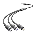 Vention USB-A 2.0/M -> USB-C/Lightning/Micro USB-B, 1,5m,(fekete,6A,3in1), kábel