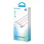 Vention USB-A 2.0/M -> USB-C/Lightning/Micro USB-B, 1,5m,(pink,6A,3in1), kábel